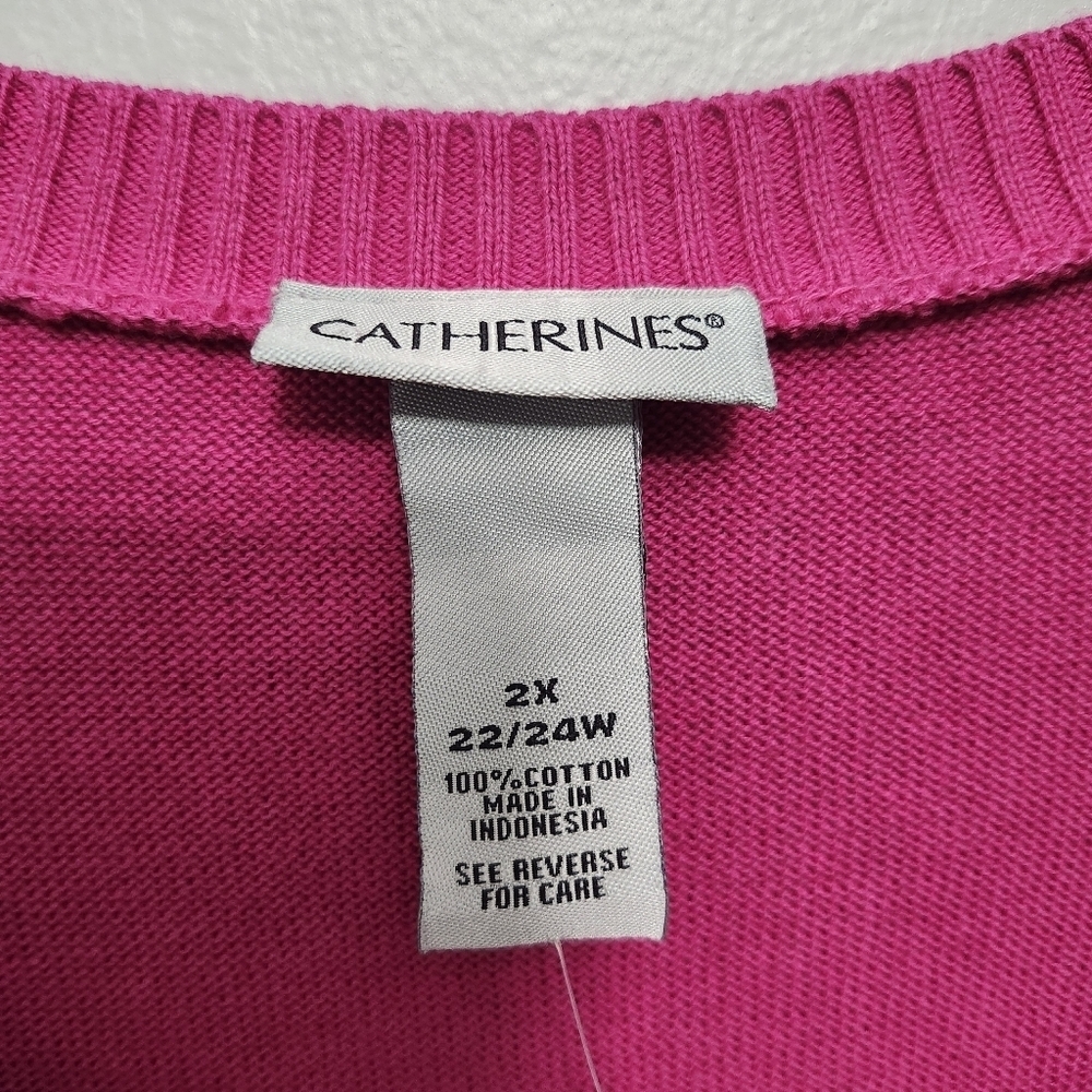 Catherine women's V neck sweater size 22/24W pink long sleeve new with t… - Picture 3 of 5